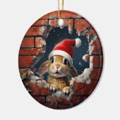 サンタハットの奇妙なバニー – 3D セラミックオーナメント (左)