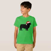 サンタハットの子どもたちの可愛いコルギクリスマス犬 Tシャツ (正面フル)