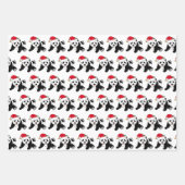 サンタハットの子どもたち、かわいいクリスマスパンダ ラッピングペーパーシート (正面)
