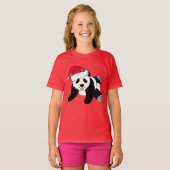 サンタハットの子どもたち、かわいいクリスマスパンダ Tシャツ (正面フル)