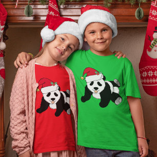 サンタハットの子どもたち、かわいいクリスマスパンダ Tシャツ