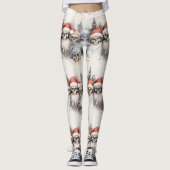 サンタハットの水色ゴシック様式のスカル レギンス (正面)