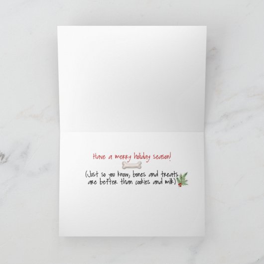 サンタハットの犬からの大きなデーンおもしろいクリスマス カード (内部)