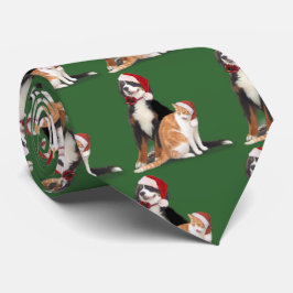 サンタハットの猫と犬 ネクタイ