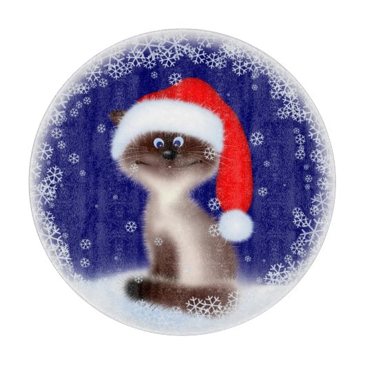 サンタハットの猫 カッティングボード (正面)