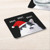 サンタハットの猫 スクエアペーパーコースター (アングル)