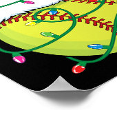 サンタハットの男性とソフトボール男の子の女の子クリスマスX ポスター (角)