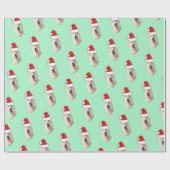 サンタハットの白いドイツの羊飼い ラッピングペーパー (フラット)