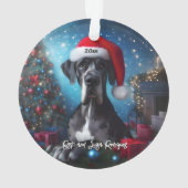 サンタハットの美しいグレートダン オーナメント (裏面)