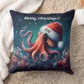 サンタハットの美しいタコ クッション (ブランケット)