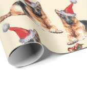 サンタハットの鈴が鳴る可愛いクリスマスドッグ ラッピングペーパー (ロールコーナー)