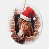 サンタハットの馬 – 3D セラミックオーナメント (左)