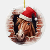 サンタハットの馬 – 3D セラミックオーナメント (裏面)