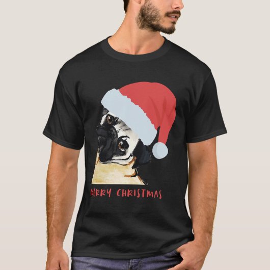 サンタハットのTシャツを着たメリークリスマスパクラシックグ Tシャツ (正面)
