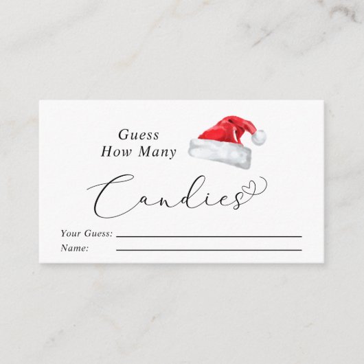 サンタハットはキャンディーの赤ちゃんシャワーの数を推測 エンクロージャーカード (正面)