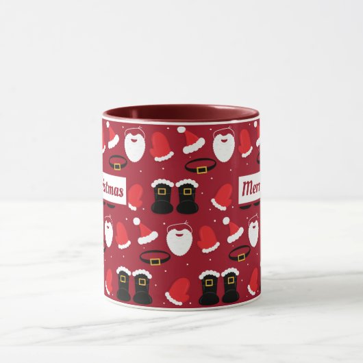 サンタハットひげのブーツメリークリスマスホリデー マグカップ (中央)