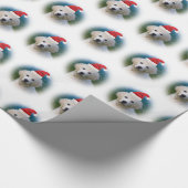 サンタハットをかぶったかわいいゴールデンリトリーバーの子犬 ラッピングペーパー (角)