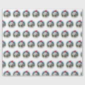 サンタハットをかぶったかわいいゴールデンリトリーバーの子犬 ラッピングペーパー (フラット)