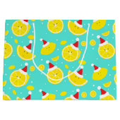 サンタハットをかぶったハッピーレモンのクリスマス ラージペーパーバッグ