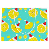 サンタハットをかぶったハッピーレモンのクリスマス ラージペーパーバッグ