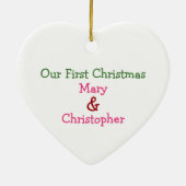 サンタハットをかぶるクリスマスピンクのフラミンゴ セラミックオーナメント (裏面)