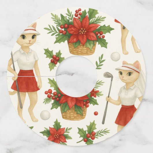 サンタハットをテーマにしたゴルファー・クリスマス ワイングラスタグ (正面)