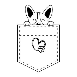 サンタハットをポケットに入れたコルギ |クリスマスプレゼント Tシャツ