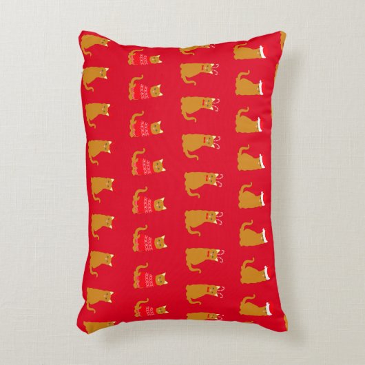 サンタハットをモチーフにしたクリスマスかわいい猫たち アクセントクッション (正面(垂直))