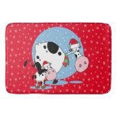サンタハットを中心としたクリスマスカントリー牛 バスマット (正面)