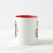 サンタハットを使ったかわいいクリスマスカスタムののぞきフクロウ マグカップ (中央)