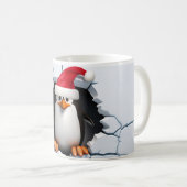 サンタハットを使ったかわいいペンギン3D コーヒーマグカップ (正面右)