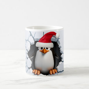 サンタハットを使ったかわいいペンギン3D コーヒーマグカップ