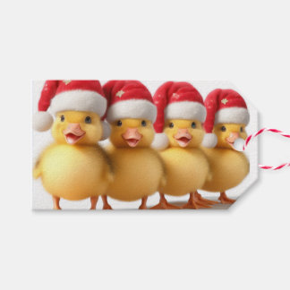 サンタハットを使ったかわいい小さなアヒル ギフトタグ