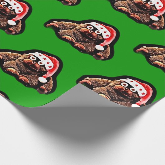 サンタハットを使ったかわいい漫画のサル ラッピングペーパー (角)