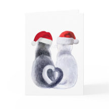 サンタハットを使ったかわいい猫クリスマスカード