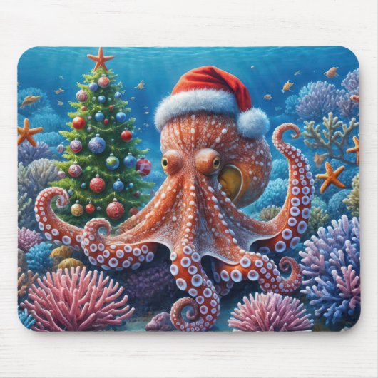 サンタハットを使ったクリスマスタコ マウスパッド (正面)