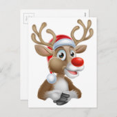 サンタハットを使ったクリスマストナカイ漫画 シーズンポストカード (正面/裏面)