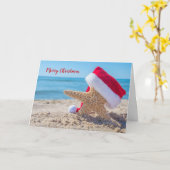 サンタハットを使ったクリスマスヒトデ カード (黄色い花)