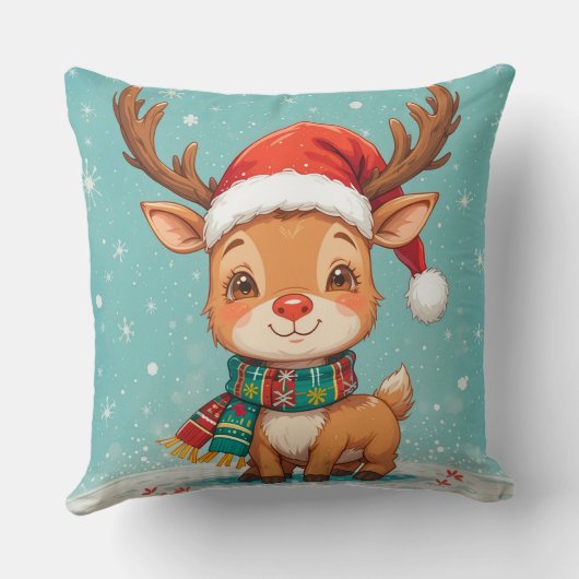サンタハットを使ったマンガのトナカイ クッション (裏面)