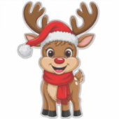 サンタハットを使ったマンガのトナカイ シール (正面)