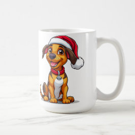 サンタハットを使った愛らしい漫画の犬 コーヒーマグカップ