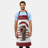 サンタハットを使った陽気なクリスマスダリッチ エプロン (着用した状態)