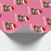 サンタハットを包む紙付きのクリスマスプーエモジ ラッピングペーパー (角)