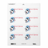 サンタハットを持つカントリークリスマス牛のテンプレート ラベル (フルシート)