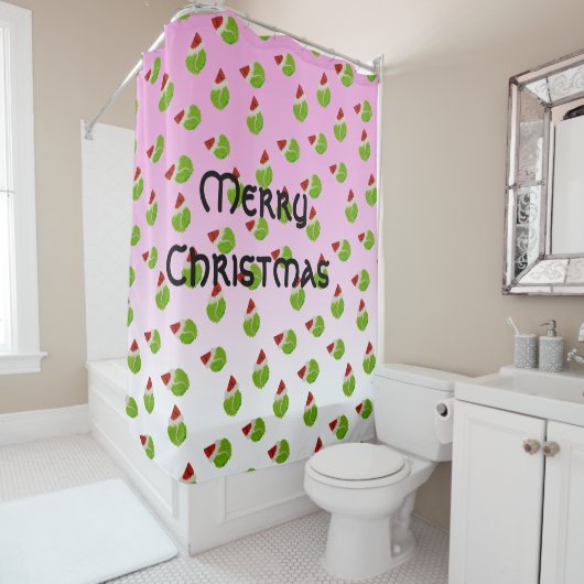 サンタハットを楽しめるクリスマステニスボール シャワーカーテン (インサイチュ)