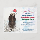 サンタハットを着たかわいいオッター、クリスマスパーティー ポストカード (正面)