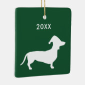 サンタハットを着たかわいいカスタム犬たち セラミックオーナメント (右)