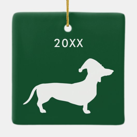 サンタハットを着たかわいいカスタム犬たち セラミックオーナメント (裏面)