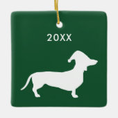 サンタハットを着たかわいいカスタム犬たち セラミックオーナメント (正面)