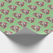 サンタハットを着たかわいいクリスマスカメ ラッピングペーパー (角)